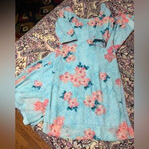 Floral Blue and Pink kameez and palazzo